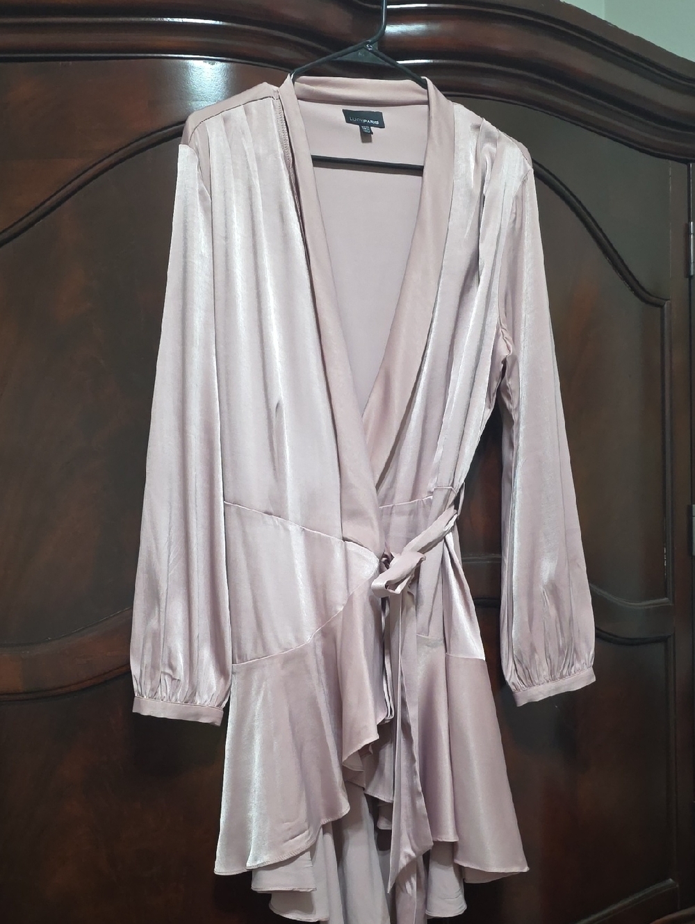 Lucy Paris Dusty Lavender Satin Wrap Robe